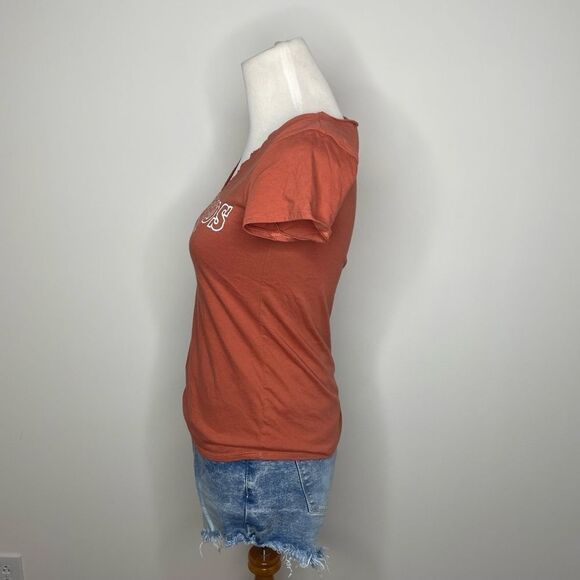Dry Goods- Rust Red Graphic Tee with V Neck - Picture 2 of 3